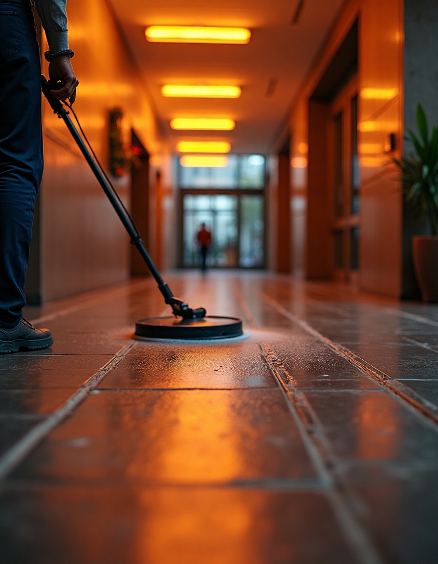 Deep cleaning & polishing of tile and grout using professional tools