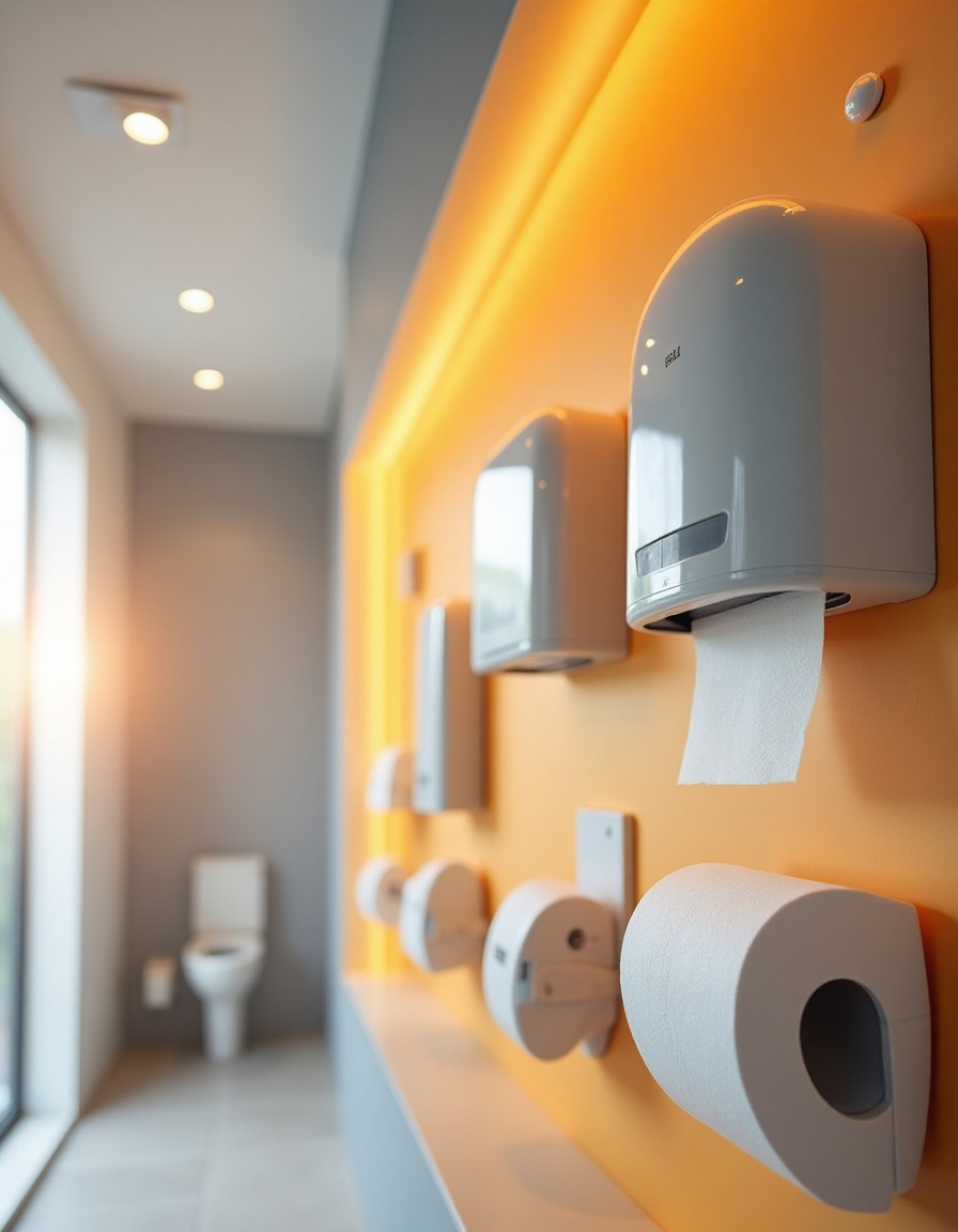 Line of hygiene dispensers including soap and paper products