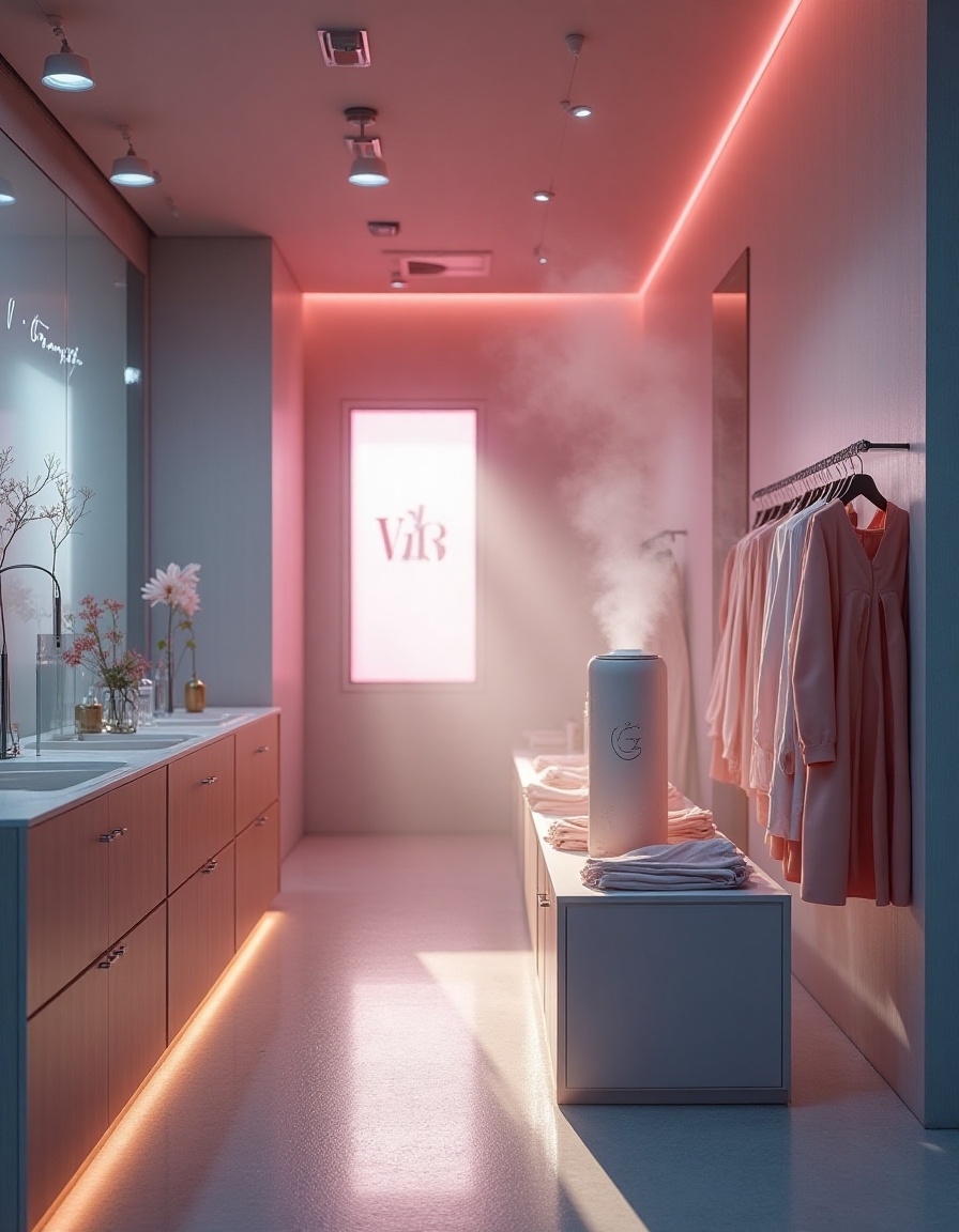 Scent diffuser in modern retail space enhancing brand ambiance